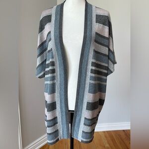 St. John size S striped cashmere and wool open front cardigan gray short sleeve